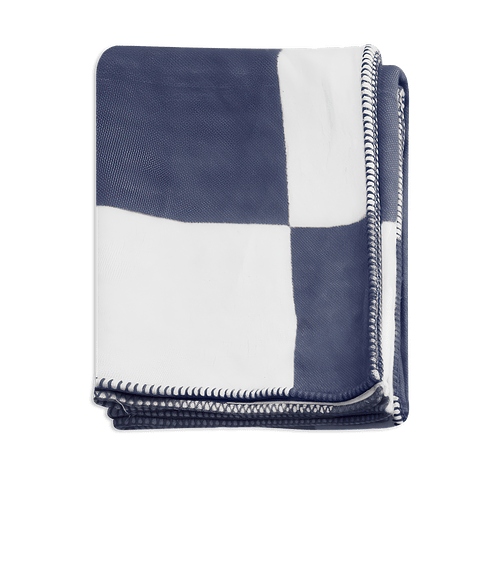 Southampton Throw Blanket in Navy Blue with White