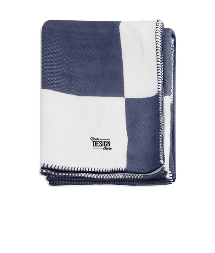 Southampton Throw Blanket in Navy Blue with White
