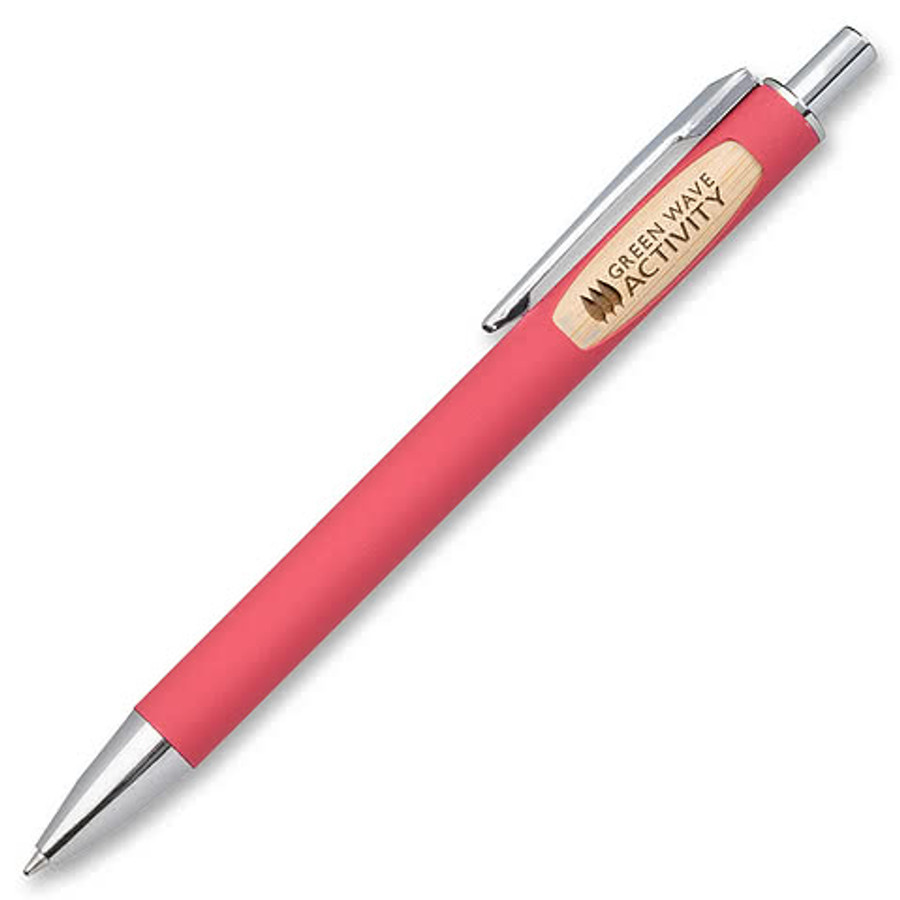 Sylvia Clicker Pen w/Bamboo Accent in Silver
