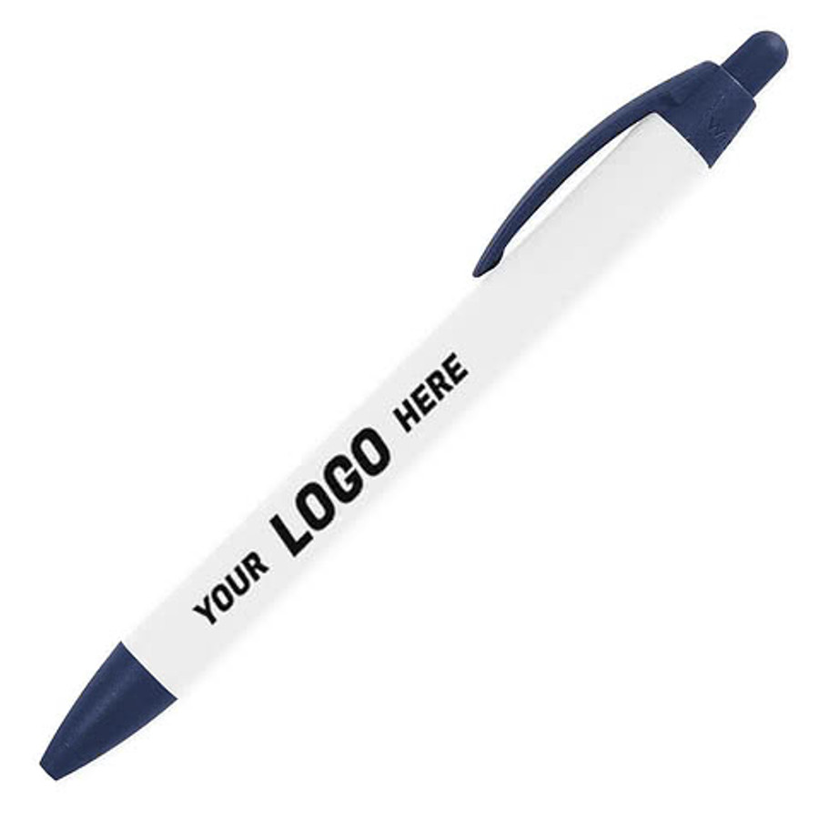 WideBody Retractable Pen (blue ink) in White / Blue
