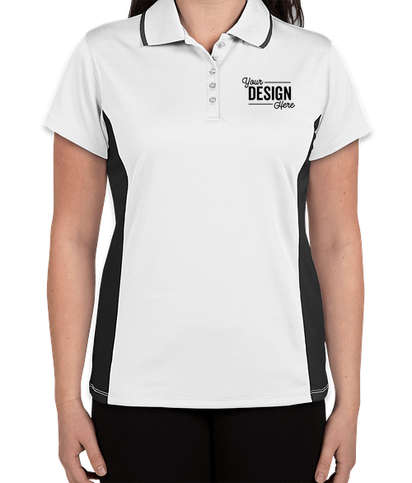 Charles River Women's Tipped Pique Performance Polo - White / Slate