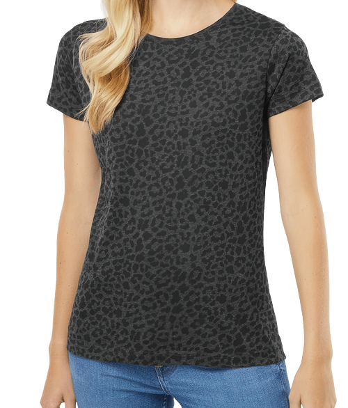 Live & Tell by LAT Women's Fine Jersey Lightweight T-shirt in Black Leopard