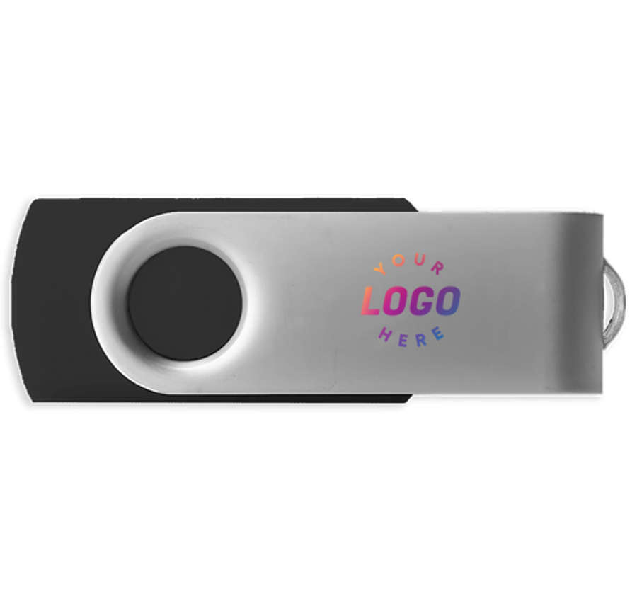 Full Color Silver Swivel Type-C USB Flash Drive 16GB in Black