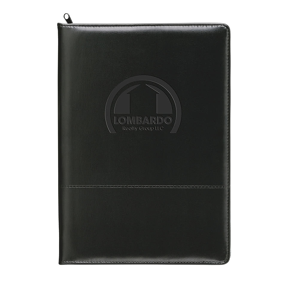 Debossed Script Zippered Padfolio