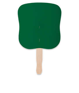 Full Color Hourglass Shaped Hand Fan - Color: Forest Green