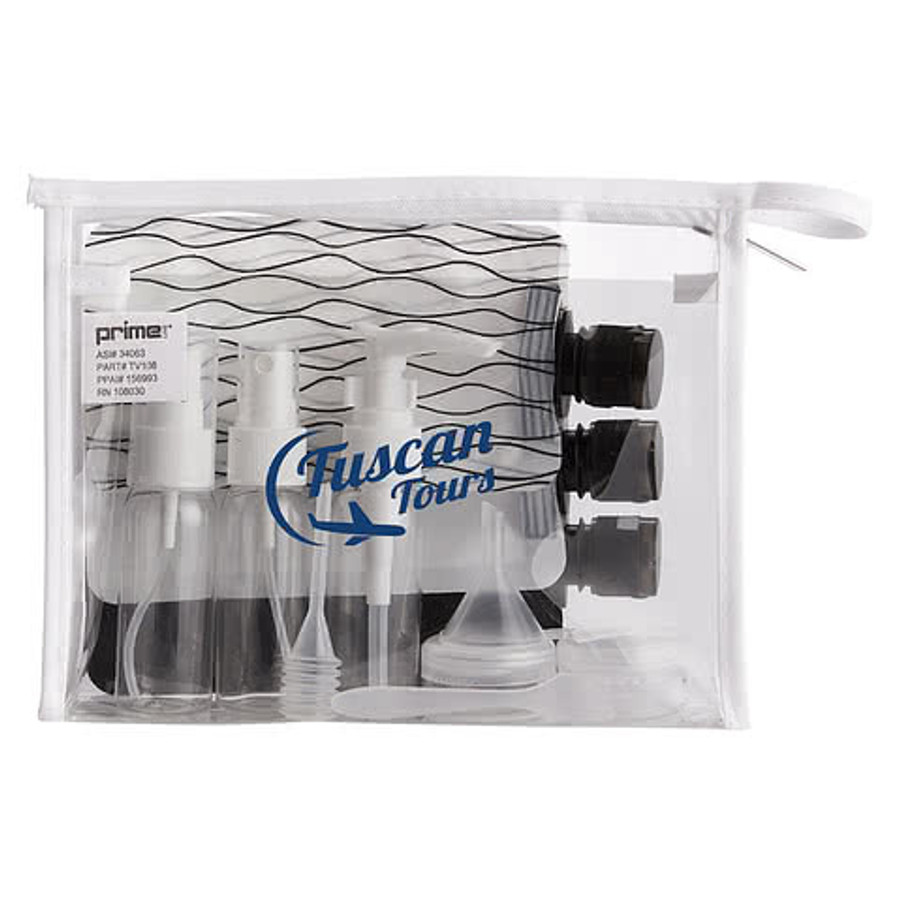 In Transit Travel Bottle Set and Pouch in WHITE