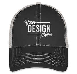 Mega Cap Contrast Stitch Trucker Hat - Color: Black / Grey