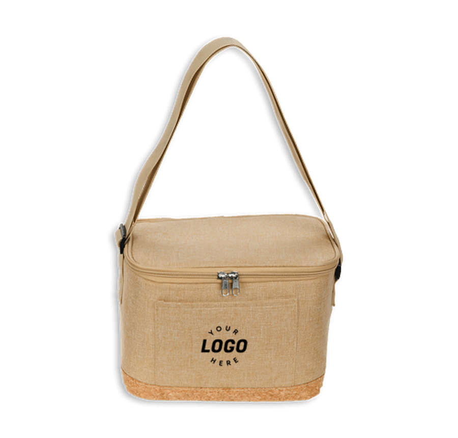 Carina Recycled Insulated 6 Can Cooler Bag with Cork Trim in Natural