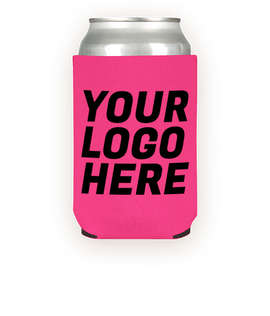 Foldable Neoprene Can Cooler - Color: Hot Pink