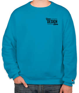 Embroidered Champion Powerblend Crewneck Sweatshirt - Color: Tempo Teal