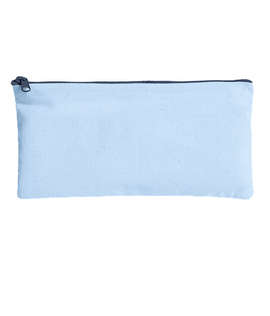 Large Colored Canvas Pouch with Colored Zipper - Color: Powder Puff/ Midnight