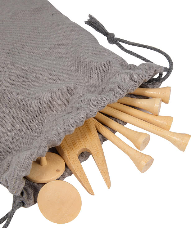 Bamboo Golf Tee Set with Recycled Pouch