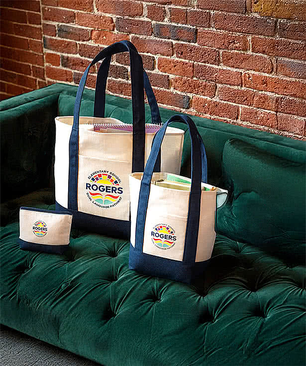 Large Canvas Colorblock Tote Bag