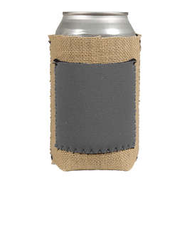 Full Color Burlap Can Cooler with Neoprene Pocket - Color: Slate