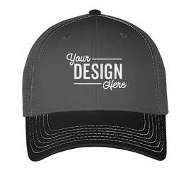 Otto Cap Low Profile Two-Tone Trucker Hat - Color: Black / Charcoal Gray / Charcoal Gray