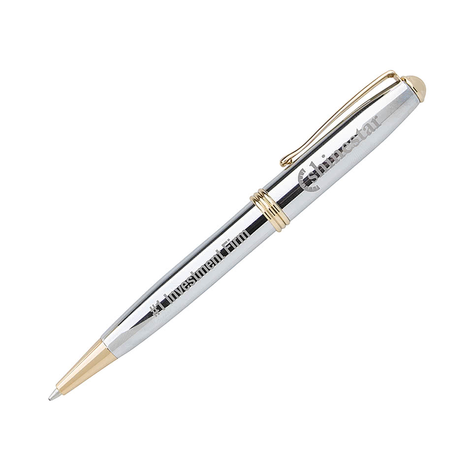 Laser Engraved Souvenir Worthington Chrome Ballpoint Pen (black ink)