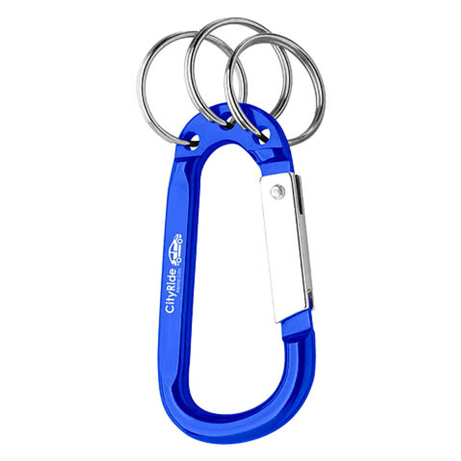Laser Engraved 8mm Carabiner with Triple Split Ring in Black