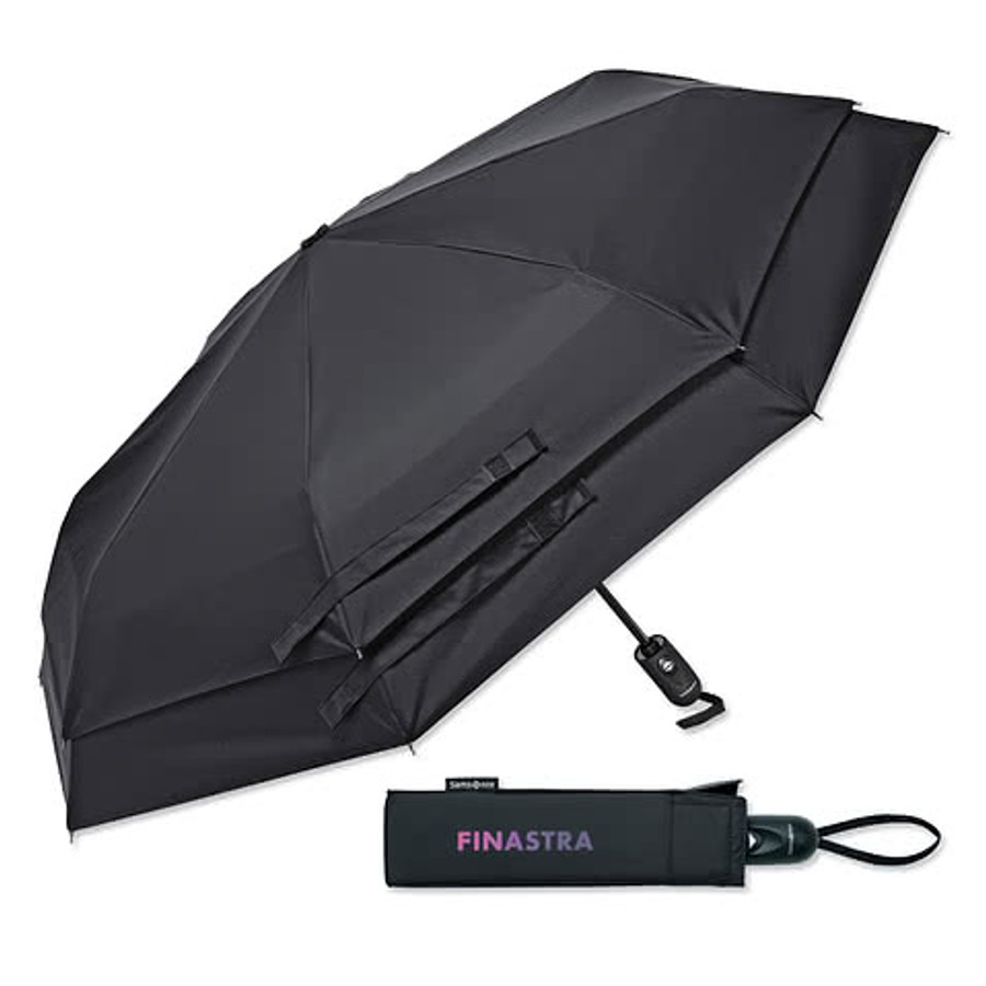 43" Arc Samsonite Windguard Auto Open/Close Compact Umbrella in Black