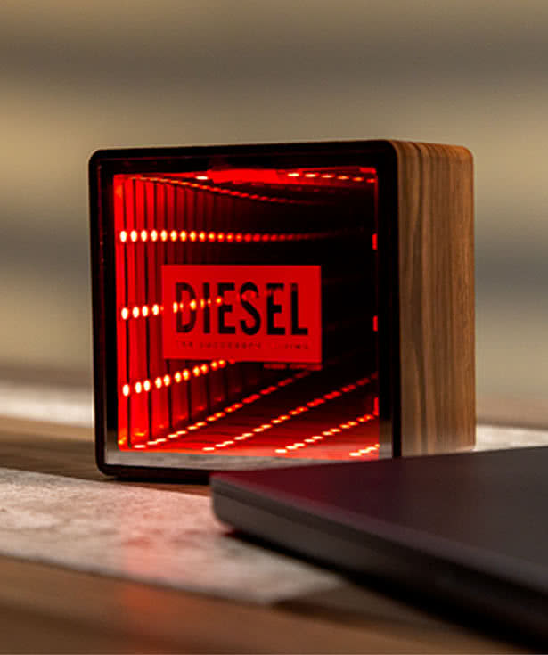 Orbit Wood Grain Mirror Light-Up Portable Wireless Speaker