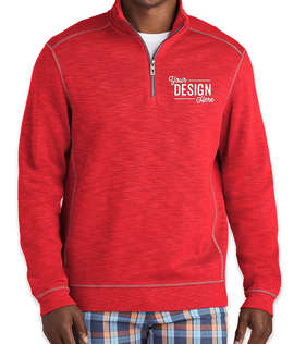 Tommy Bahama Tobago Bay Slub Half Zip Sweatshirt - Color: Chili Pepper