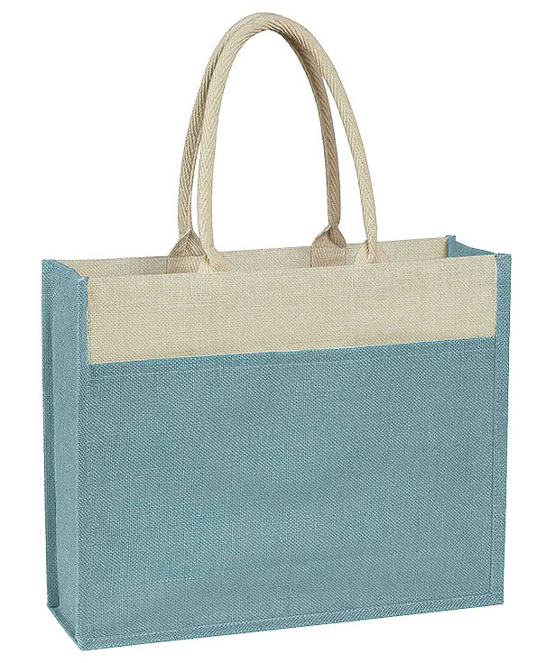 Medium Gusseted Jute Tote Bag with Front Pocket