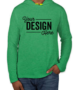 Canada - Anvil Hooded Long Sleeve T-shirt - Color: Heather Green