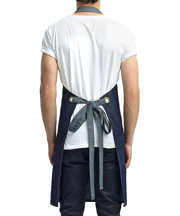 Artisan Collection Domain Contrast Denim Two-Pocket Apron - Embroidered