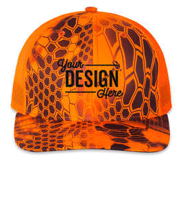 Richardson Patterned Snapback Trucker Hat - Color: Kyptek Inferno / Blaze
