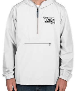 Charles River Pack-N-Go Hooded Packable Anorak - Screen Printed - Color: White