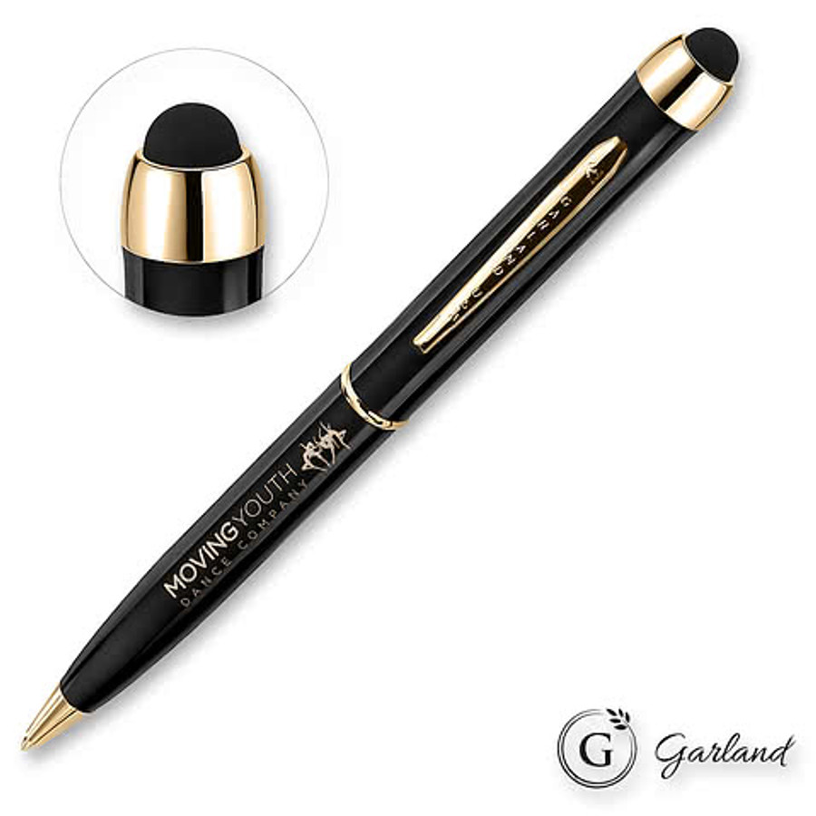 Garland Stylus Ballpoint Twist Pen in Matte Black/Chrome