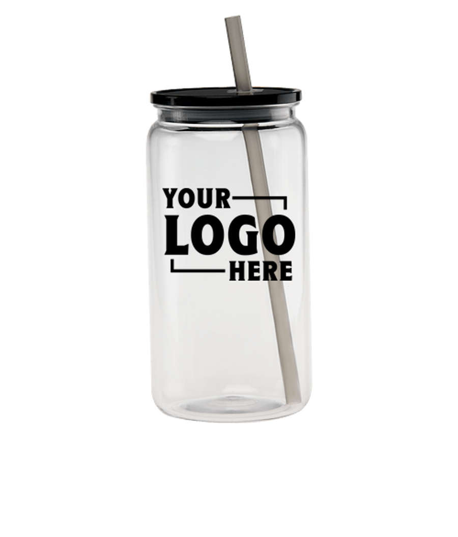 20 oz. Icy Joe-2-Go Clear Tumbler with Colored Lid & Straw in Smoke
