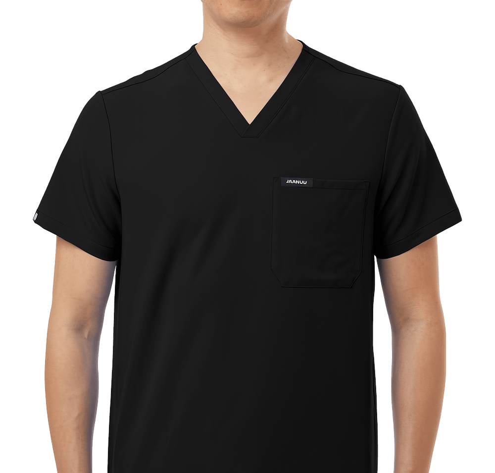 Jaanuu Holmes Everyday One-Pocket V-Neck Scrub Top - Embroidered-default
