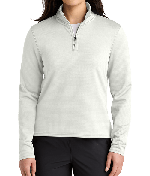 The North Face Women's Aim Fleece Quarter Zip Sweatshirt - Embroidered in White Dune