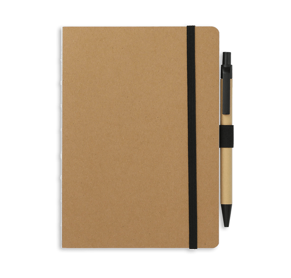 FSC Recycled Hard Cover Notebook with Pen-default
