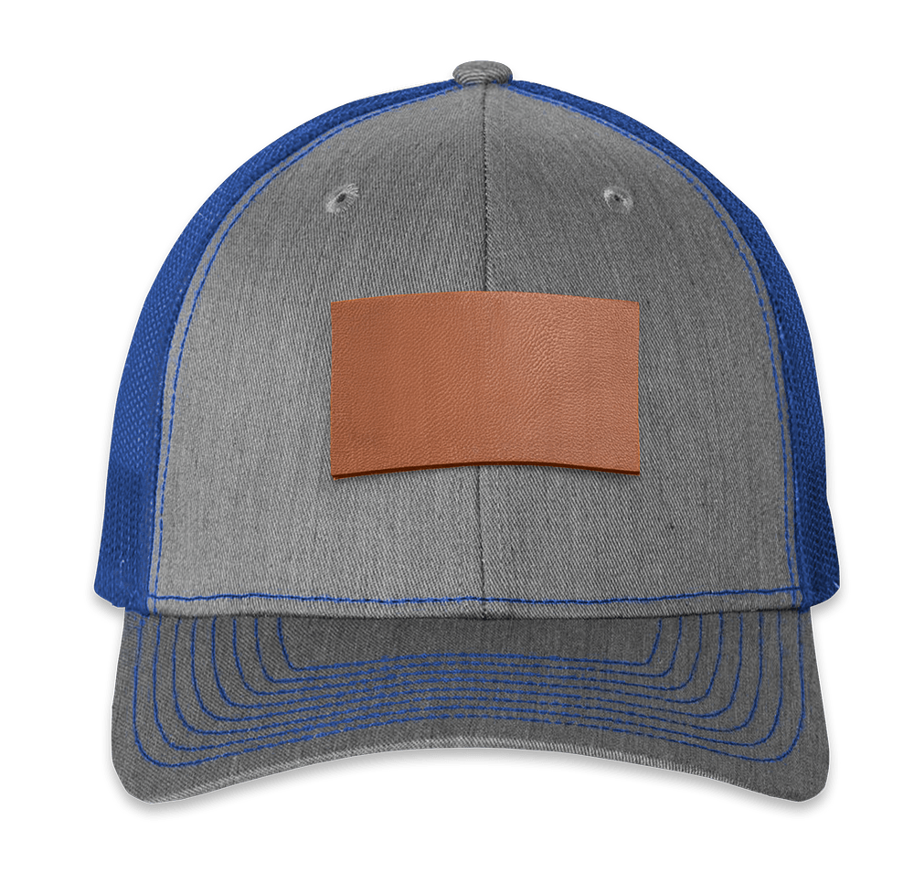 Richardson Snapback Trucker Hat - Rectangle Faux Leather Patch - Laser Engraved-default