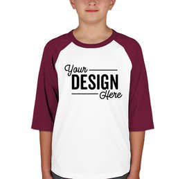 Sport-Tek Youth Raglan T-shirt - Color: White / Cardinal