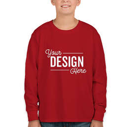 Fruit of the Loom Youth 100% Cotton Long Sleeve T-shirt - Color: True Red