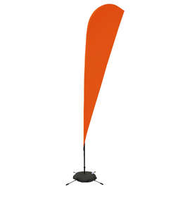 Full Color 11.5' Streamline Teardrop Flag with Cross Base - Color: Orange