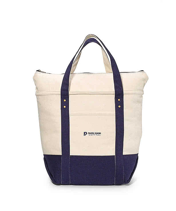 Seaside Zippered Cotton Tote Bag