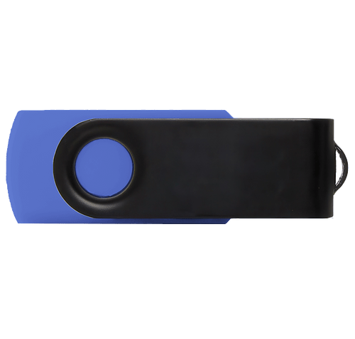 Full Color Black Matte Swivel USB Flash Drive 16GB in Blue