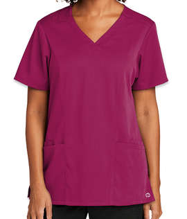 WonderWink Women's Premiere Flex Stretch V-Neck Scrub Top - Color: Wine