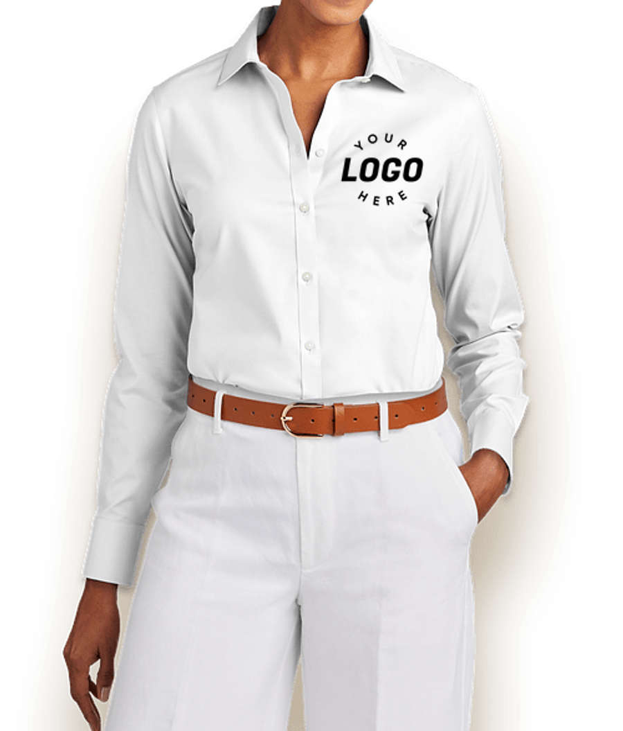 Brooks Brothers Women’s Wrinkle-Free Stretch Pinpoint Dress Shirt - Printed in White