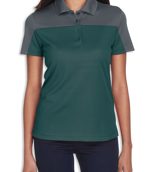 Core 365 Women's Balance Colorblock Performance Pique Polo - Embroidered in Forest / Carbon
