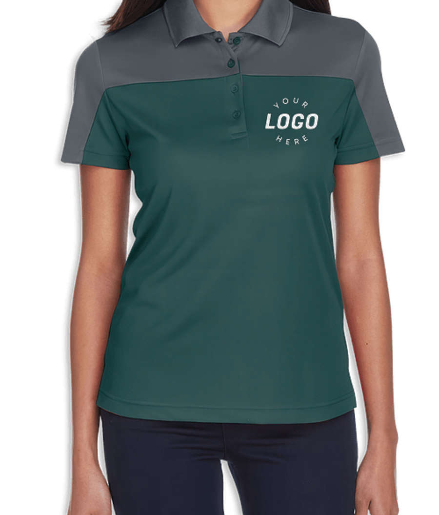 Core 365 Women's Balance Colorblock Performance Pique Polo - Embroidered in Forest / Carbon