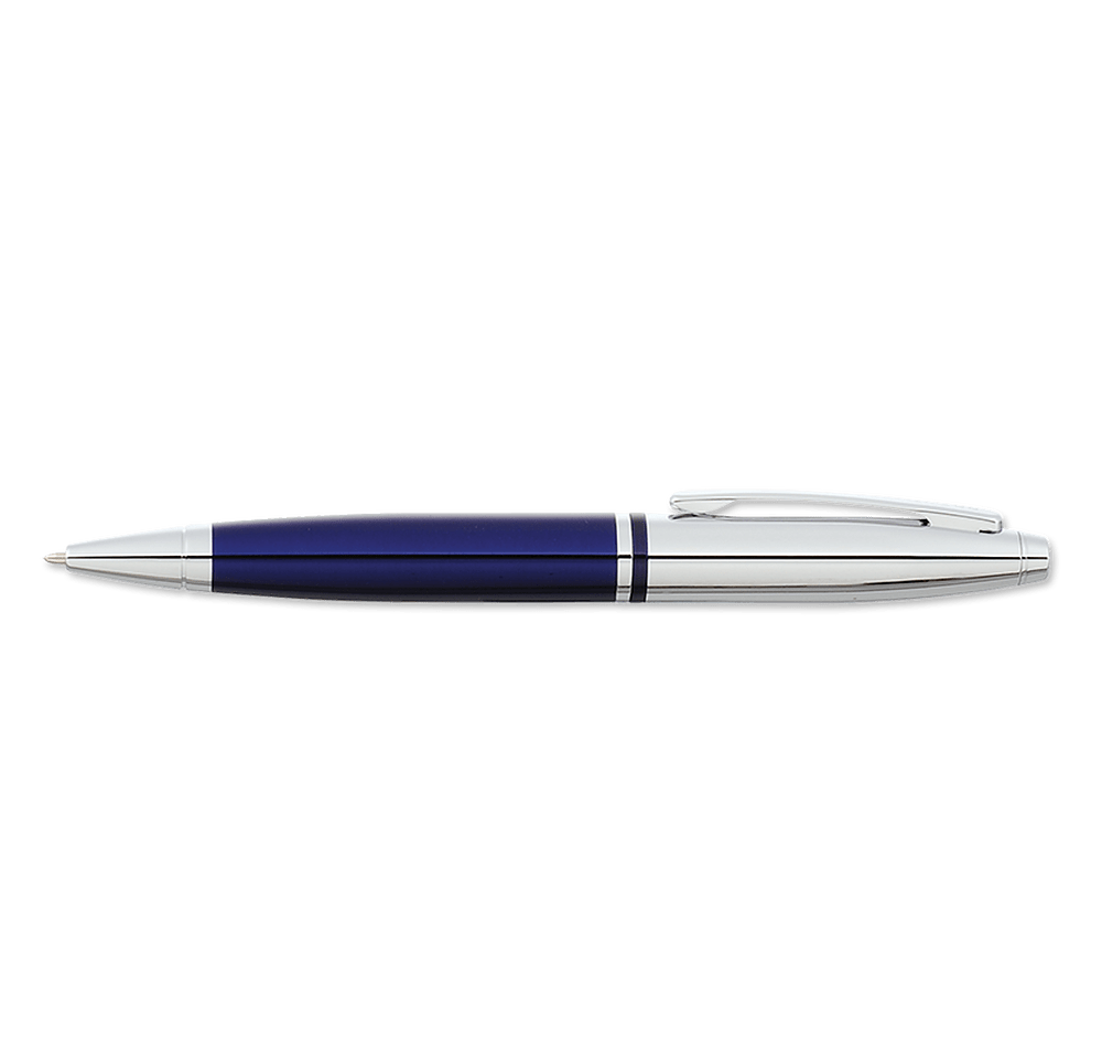 Laser Engraved Cross Calais Chrome Blue Ballpoint Pen (black ink)-default