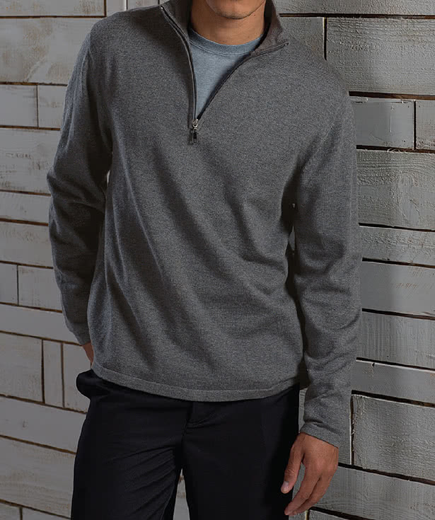 Edwards Cotton Blend Quarter Zip Sweatshirt