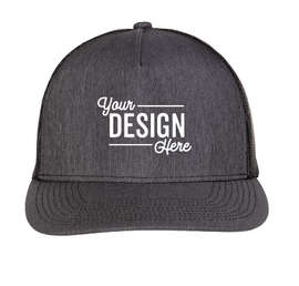 Outdoor Cap Five-Panel Snapback Trucker Hat - Color: Linen Charcoal Heather / Black