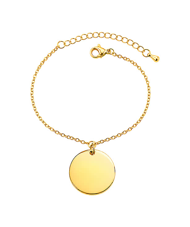 Laser Engraved Thin Chain Small Circle Bracelet