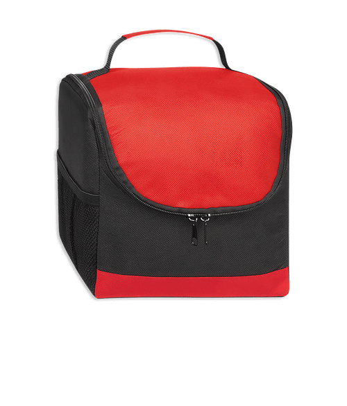Thrifty Non-Woven 6 Can Lunch Cooler Bag in Black with Red
