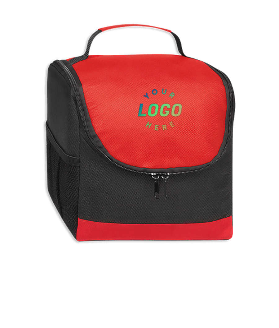Thrifty Non-Woven 6 Can Lunch Cooler Bag in Black with Red